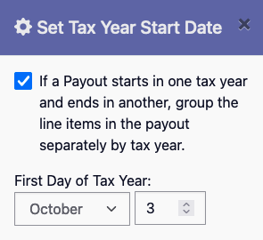 Tax Year Settings